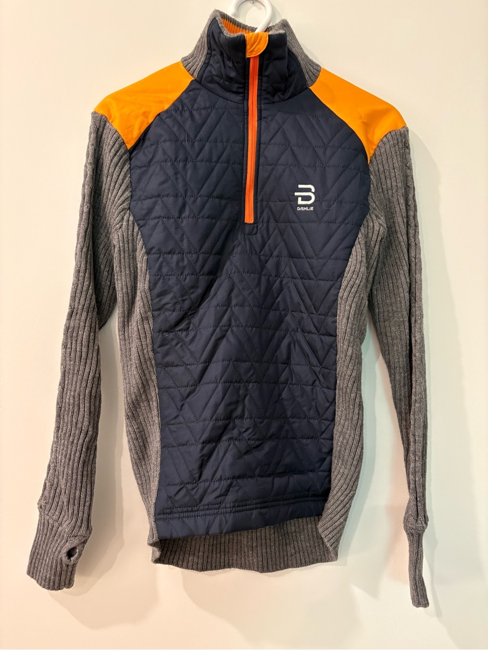 Dale of Norway Men's Navy & Orange Quilted Ski Pullover